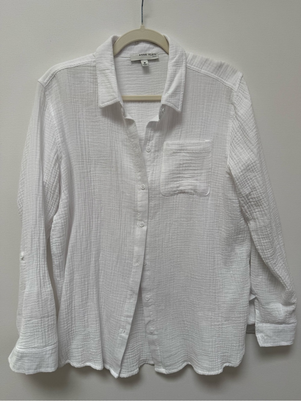 Anne Klein White Double Weave Button-Down Shirt